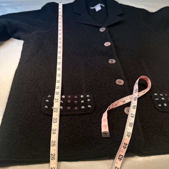 Carroll Reed Wool Jacket Women Felted Textured Pocket Cardigan Long Sleeve - Picture 11 of 16